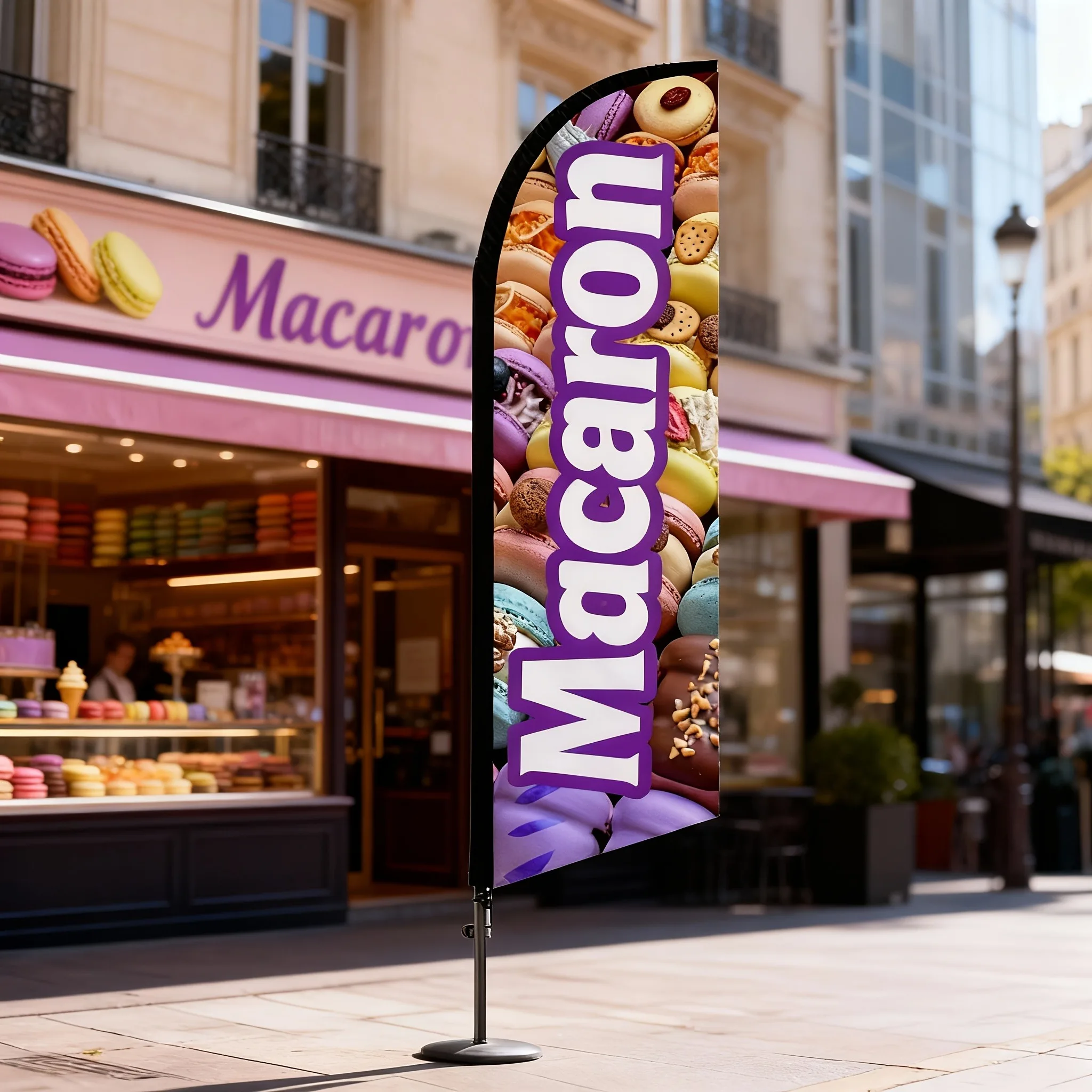Macaron 6.5Ft Tall Lightweight Polyester Swooper Advertising Feather Knife Flag Personalized Custom Outdoor Flag for High-End St