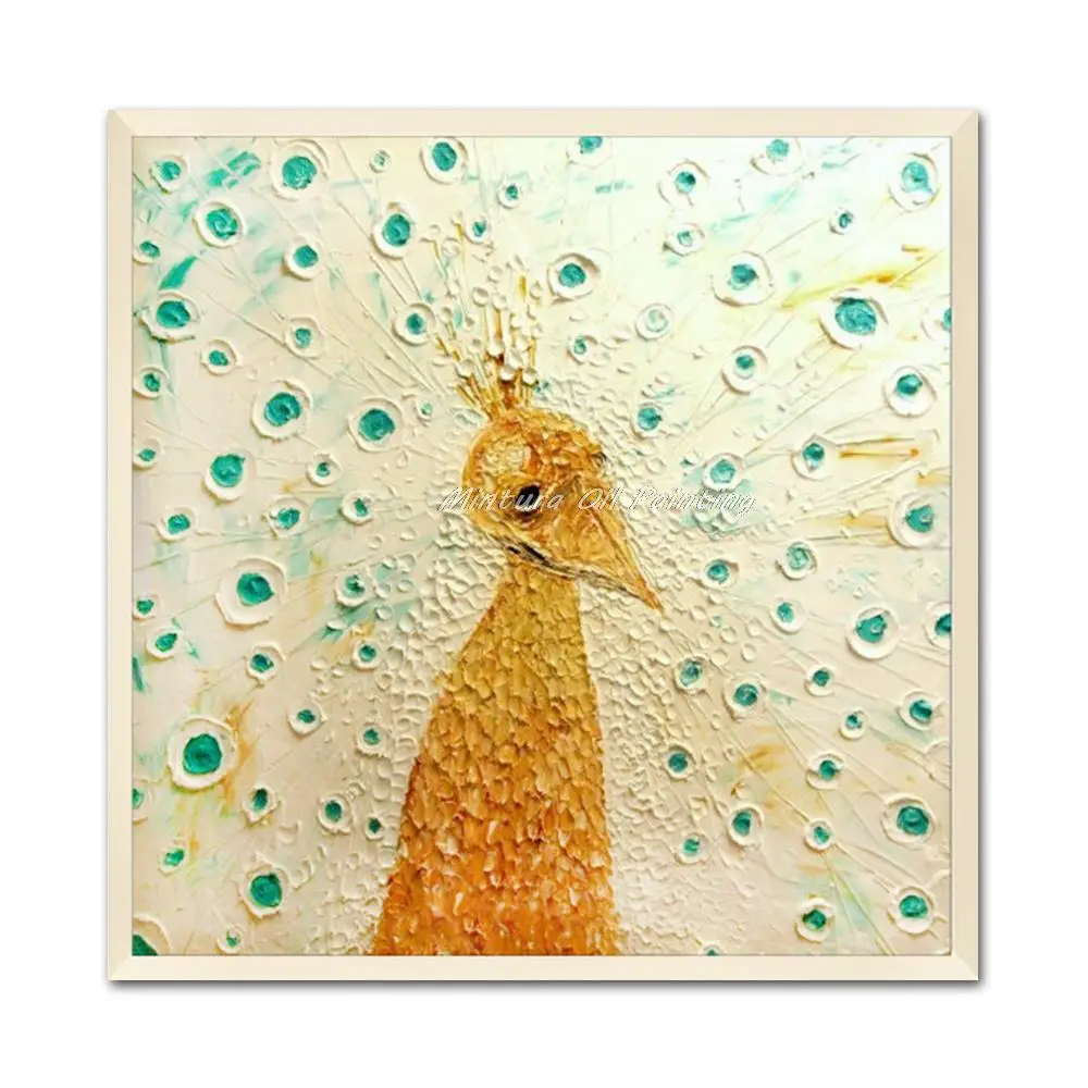 

Mintura Decorative Art Hand-Painted Peacock Animal Oil Painting On Canvas,Modern Abstract Thick Wall Picture For,Home Decoration