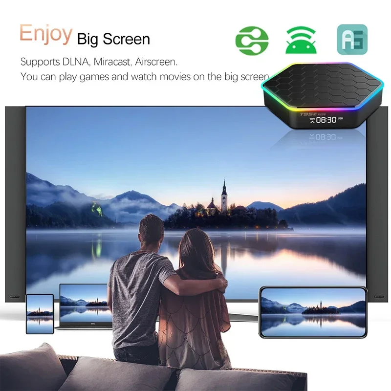 T95Z plus Smart TV Box Android 12 8K Ultra HD Media Player WiFi6 BT 5.0 Allwinner H618 Multilanguage Set Top Box يدعم Google