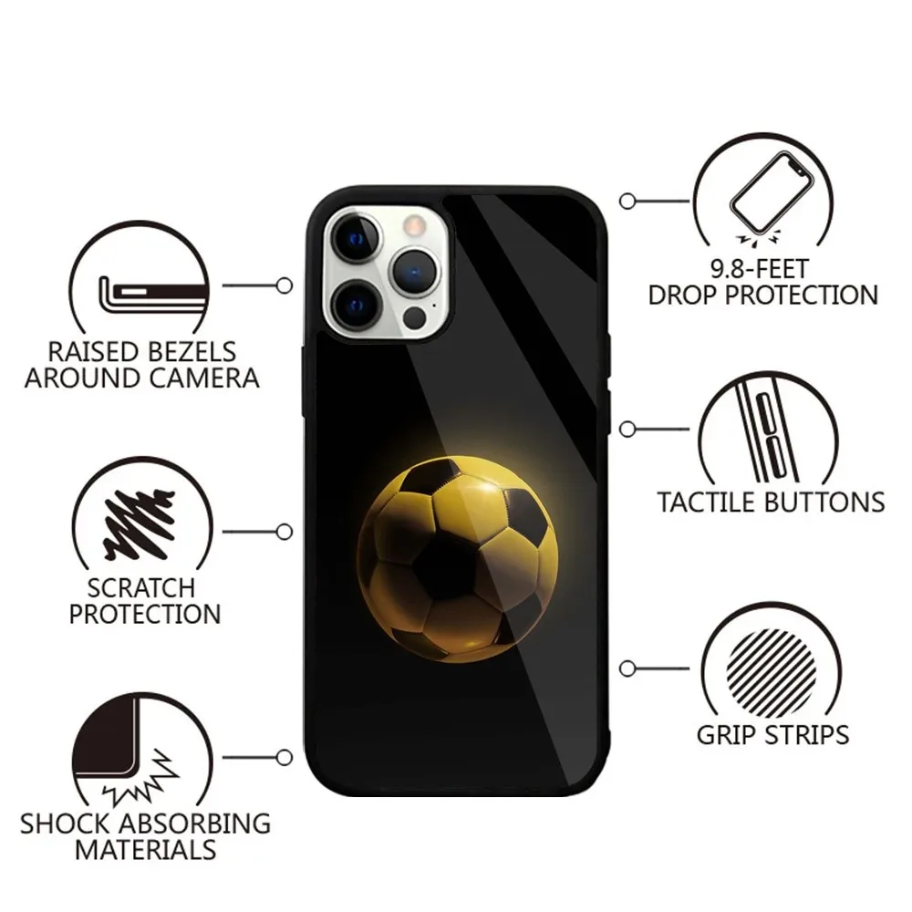 Fire Football Soccer ball Phone Case For iPhone 15,14,13,12,11,Plus,Pro,Max Mini Magsafe Magnetic Wireless Charging