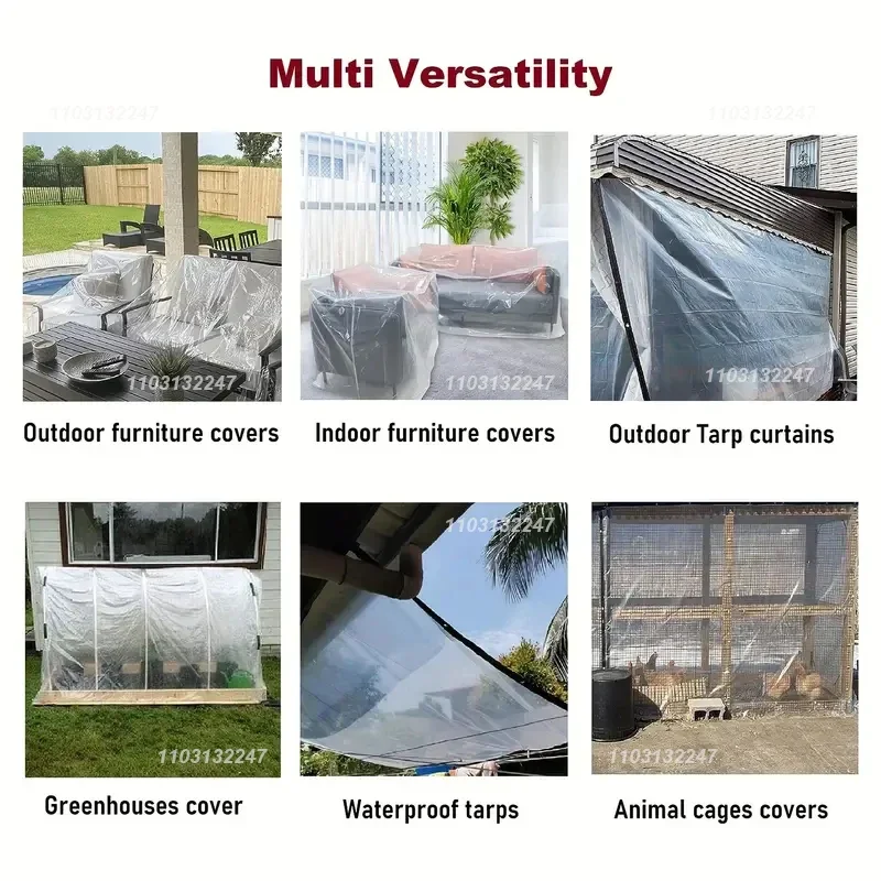 2x3m Transparent Plastic Gardening Shelter Film Waterproof Tarp Cloth for Terrace Succulents Insulation Tent Balcony Awnings