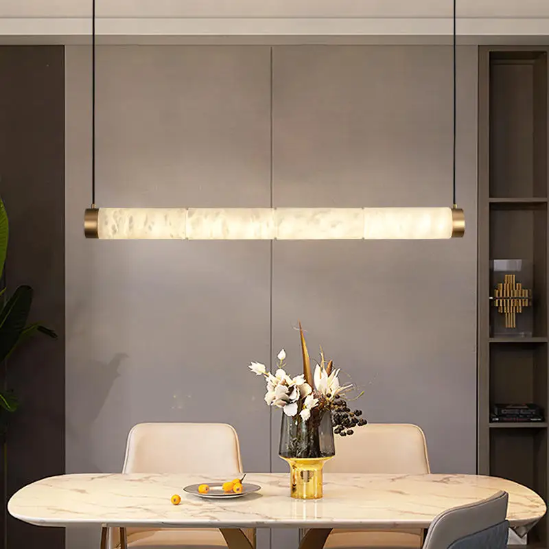 Modernall-copper Chandeliers Long Shaped Lamps Illuminate Living Room Luxury Home Decor Led Marble Hanging Light Fixture
