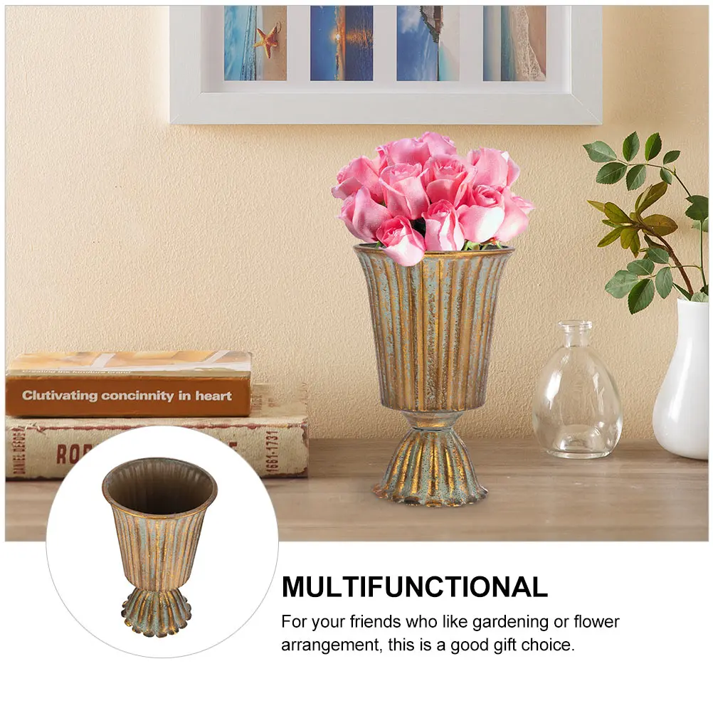 

2pcs Iron Wrought Flower Vases Decorative Metal Artware Unique Home Ornament Room Tabletop Dried Flower Container Artificial