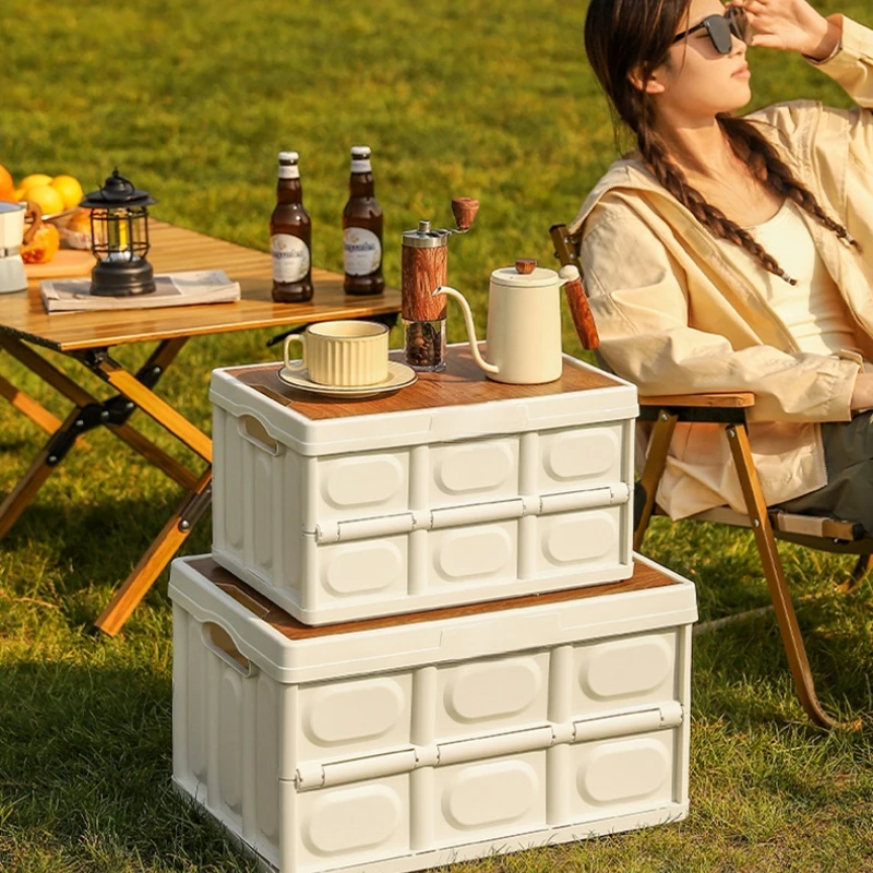 Caja de almacenamiento al aire libre, caja de almacenamiento plegable para el hogar para coche de camping, conveniente para transportar y organizar, gran capacidad