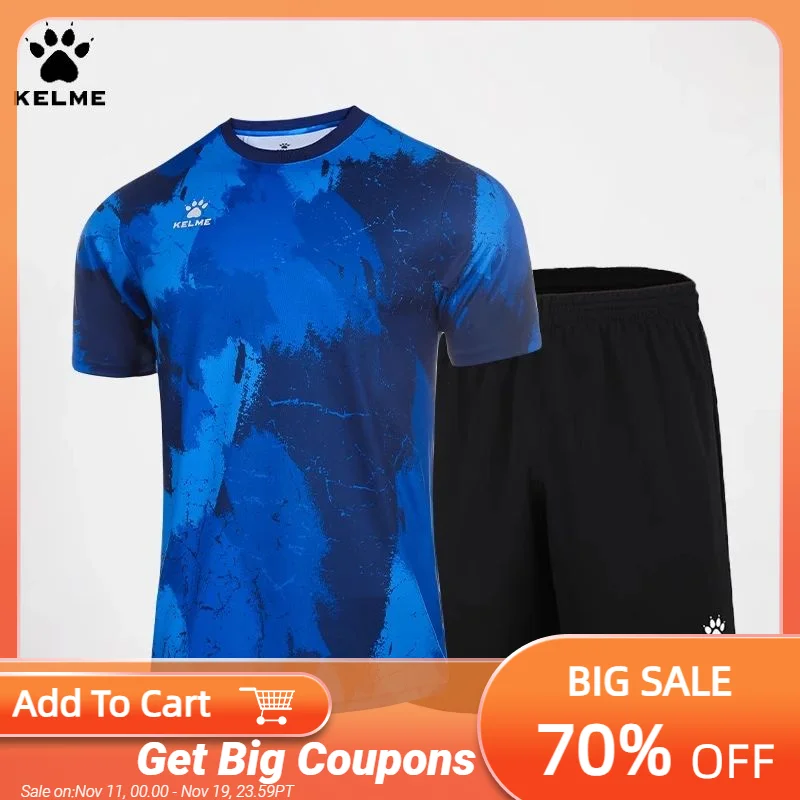 

Kelme Customized Football Suit Set Adult Match Training Top Breathable Outdoor Running T-shirt Football Team Kit
