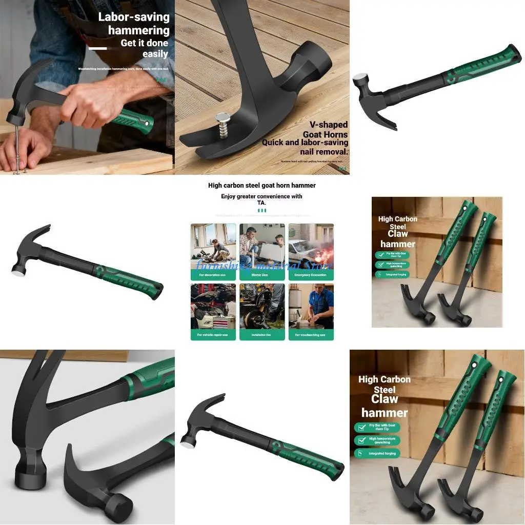 

Y5GD Hammer Geological Hammer Ergonomic Handle Portable Home Tool Outdoor Camping Hiking Small Woodworking Hand Tool