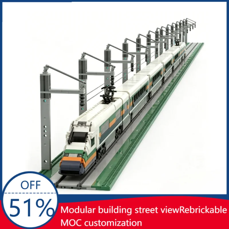 7523Pcs Fast Passenger Train Custom Building Blocks High-Speed Electric Train Set With Catenary Scene Model Educational Gift Toy
