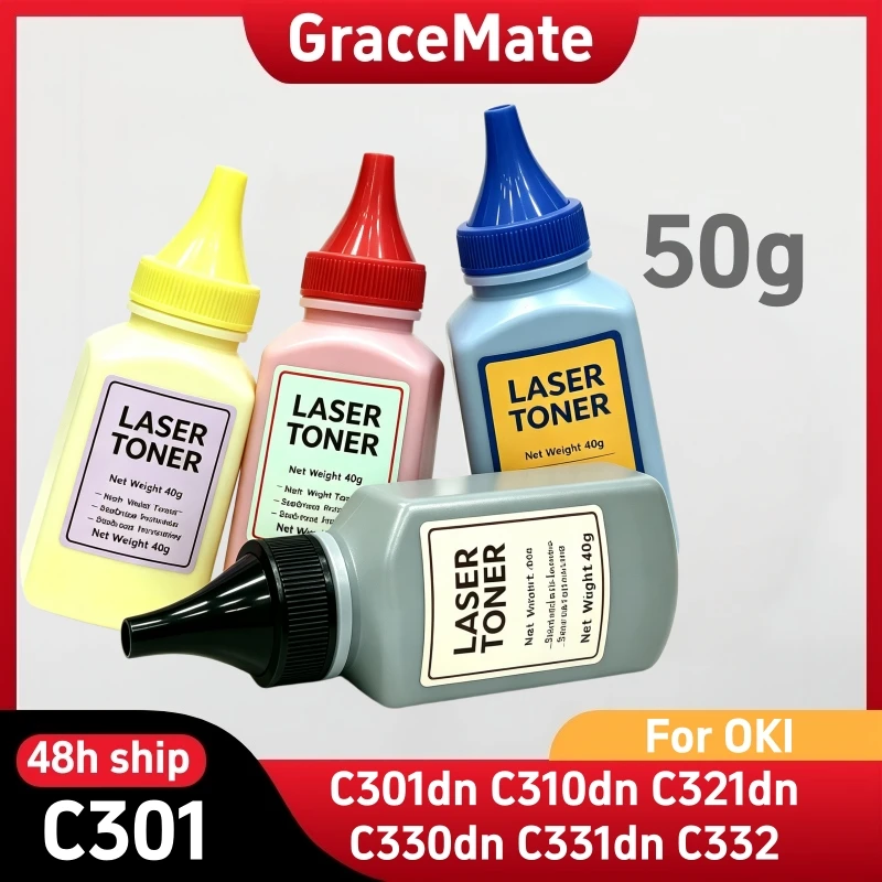 50g/pc Refill Powder Toner for OKI C301 C301dn C310dn C321dn C330dn C331dn C332 MC363dn Laser Colour Printers