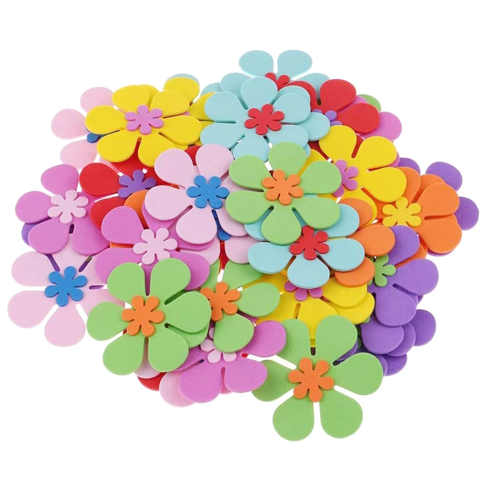 

120 Pcs Foam Flower Decorations DIY Flowers for Classroom Wall Embellishment Kids Craft Supplies Stickers