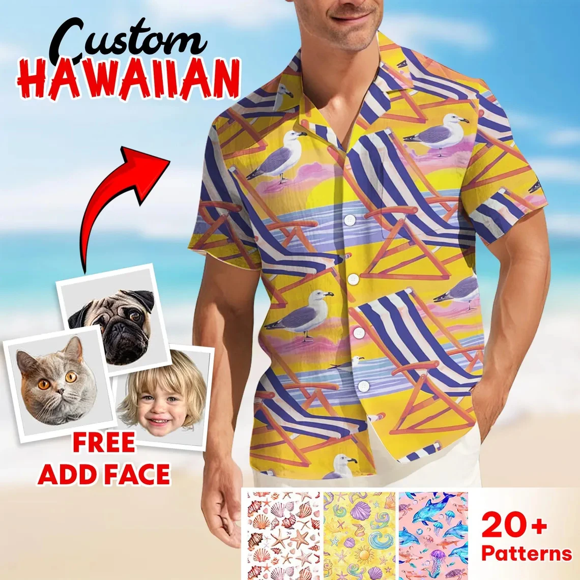 

2025 Hawaiian Shirt For Men Summer Shell Starfish Blouse Beach Prints Short Sleeved Shirt Tops Casual Original Design Camisa 6xl