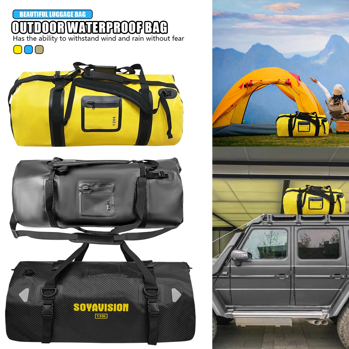 20L 100L 120L 130L Motorcycle Car Waterproof Tail Bags Back Seat Bags Cycling Camping Travel Bag Car Roof Luggage Storage Pack