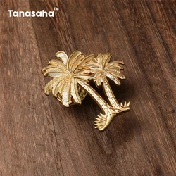 Gold Furniture Handles Coconut Palm-shaped Drawer Knobs Copper Color Dresser Knobs Retro Handles for Cabinets and Drawers