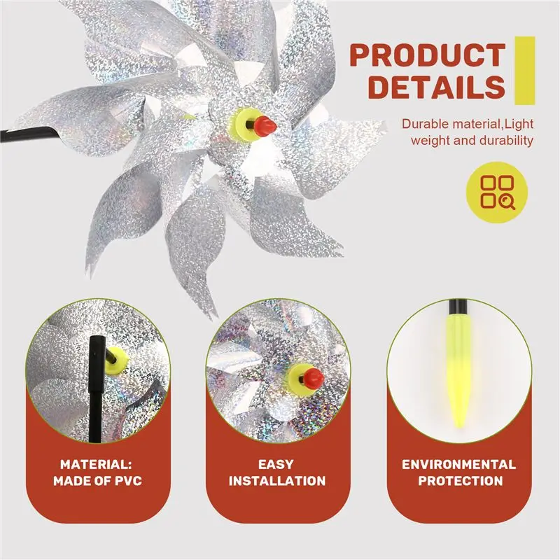 3 Pieces Windmills, Bird Repellent,Fruit Garden,Reflective Windmill, Bird Repellent, Bird Repellent, Reflective Windmill-B61B