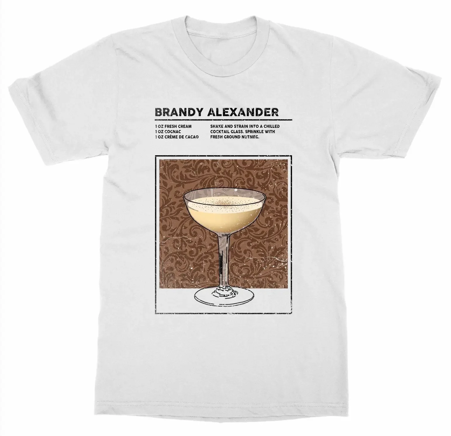 Mixed Drink Brandy Alexander Cocktail Alcohol Happy Hour Bartender T-Shirt 100% Cotton O-Neck Short Sleeve Casual Mens T-shirt