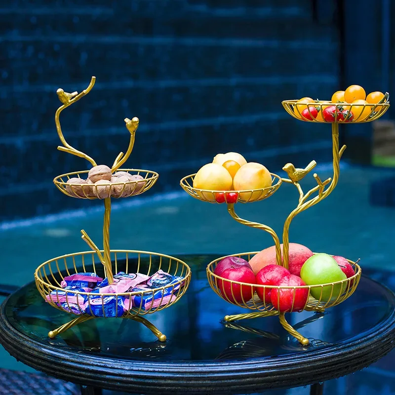 Nordic Minimalist Iron Fruit Basket with Multi Layers for Festival DIY Decor Multi Layer Fruit Basket Iron Candy Tray