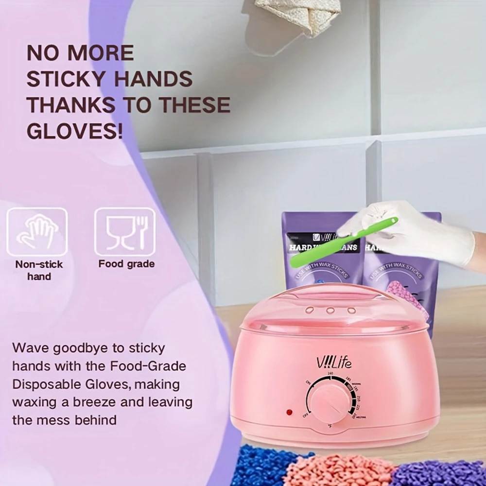 Pink Waxing Kit Wax Warmer Hair Removal with 6 Bags Wax Beans for Body Eyebrow Facial Armpit Nose for Women and Men110V voltage
