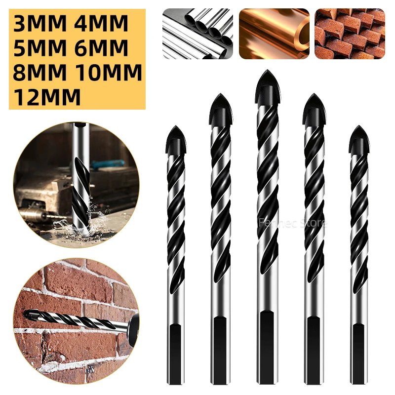 

3-12 Mm Triangular Drill Set Bit Metal Tile Drill Bit Ceramic Concrete Brick Perforating Glass Super Hard Alloy High Hardness