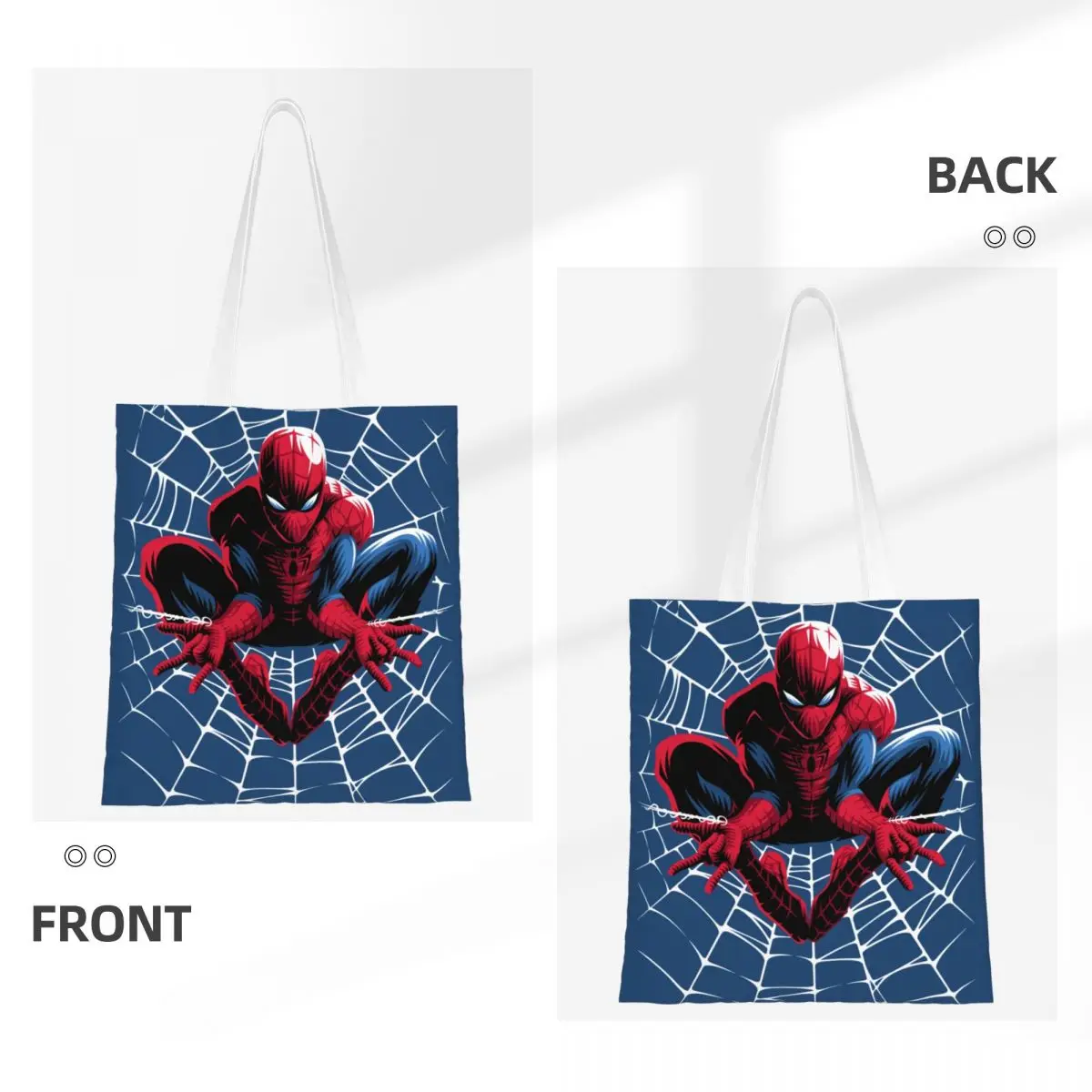 Custom Spider Man Web Canvas Shopping Bags Women Washable Groceries Shopper Tote Bags