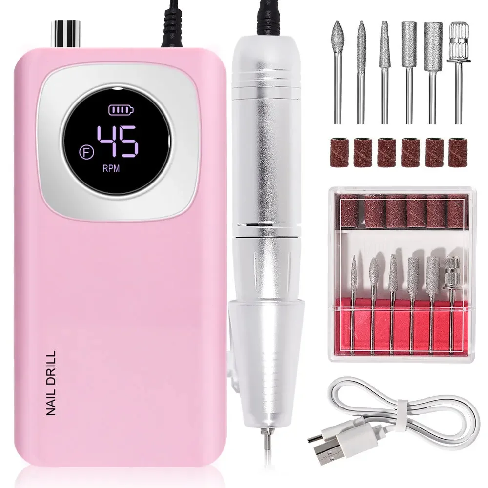 Popular Nail Polisher Multi-color Portable Charging Simple LED Display Screen 45000 High-speed Electric To Electric Nail Grinder