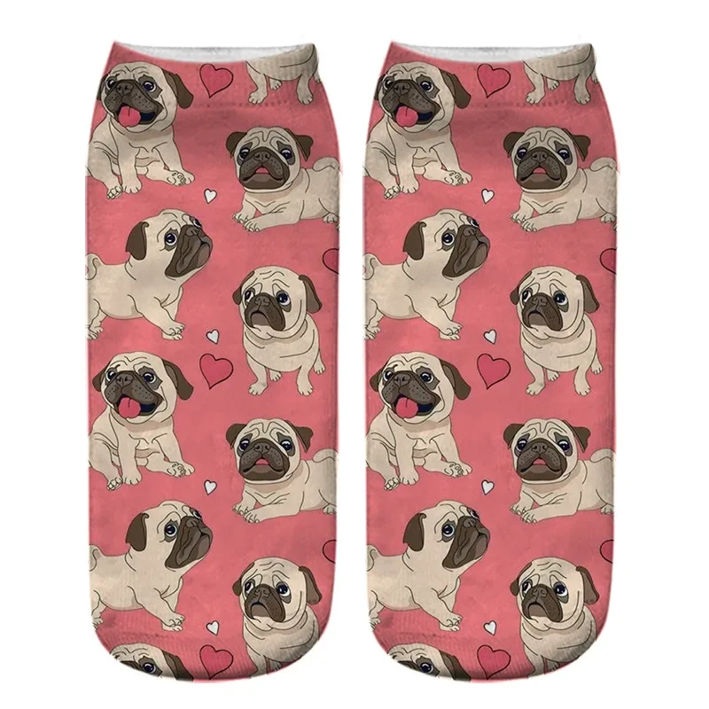 1 Pairs Of Funny Pug Bulldog Dog Print Socks Fashion Harajuku Style Hip-hop Cute Fashion Soft Women's Animal Slippers And Socks