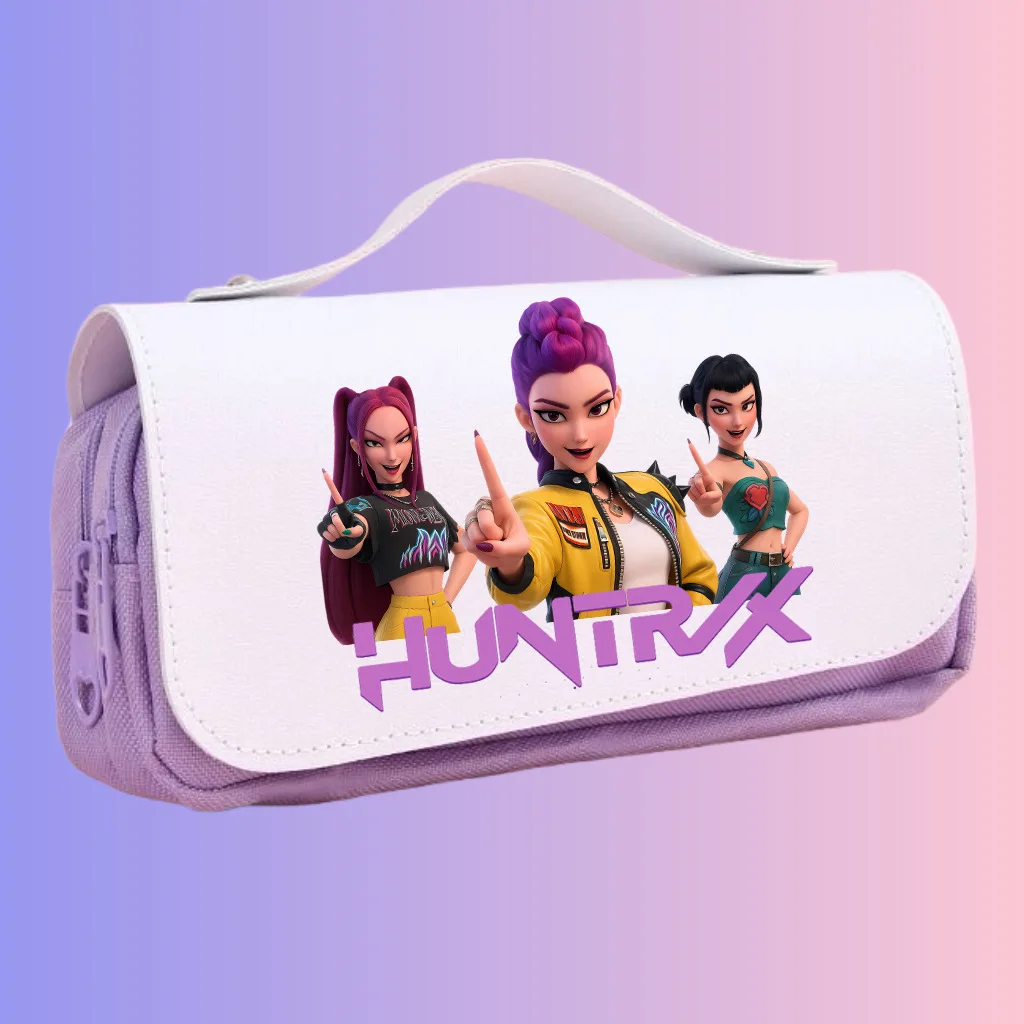

K-Pop Demon Hunters аниме детский пенал с принтом мультфильм Руми Мира Zoey Saja для мальчиков большая вместительная студенческая сумка для канцелярских принадлежностей подарки