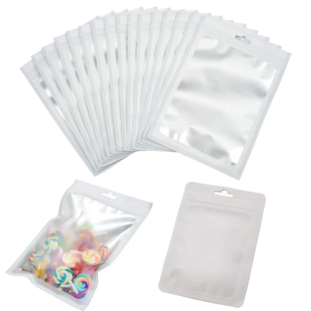 10Pcs White Zip Lock Resealable Bags with Clear Window  Pouches For Earring Ring Gift Jewelry Storage Display Packaging Supplies