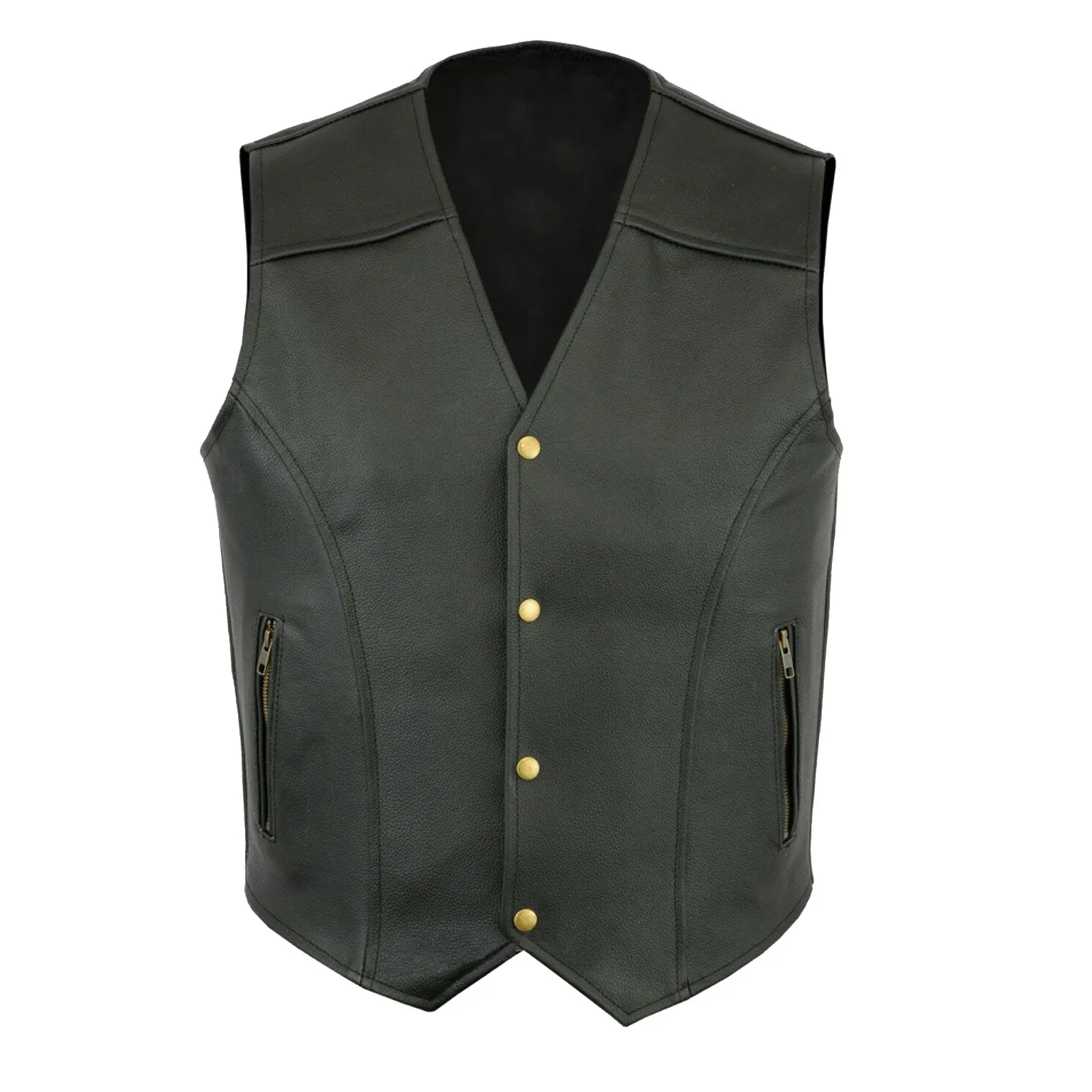 Men Fashion Casual Solid Color Vest Motorcycle Fleet Punk Leather V-Neck Single Breasted Slim Fit Coat Black Vest 2023 New