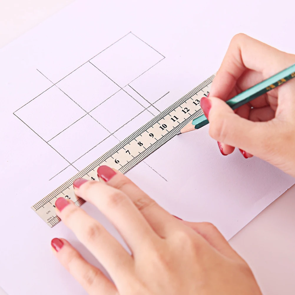 9 قطعة مسطرة من الفولاذ المقاوم للصدأ أداة قياس قصيرة المقياس لمكتب القرطاسية المدرسية لوازم الطلاب رسم فئة الرياضيات الهندسية