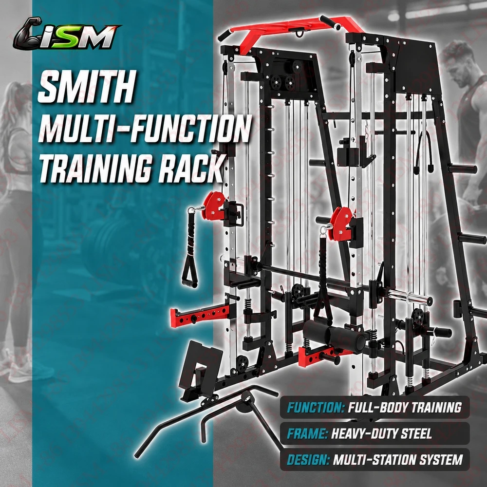 Smith Machine Home Gym 2200LB Power Cage Smith Bar Sistema de Cabos para Puxada LAT Acessórios Equipamento de Treino de Força de Alta Resistência