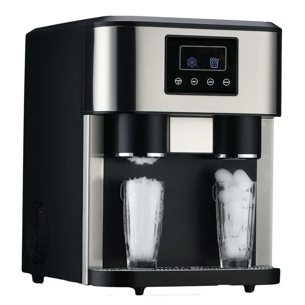 For 18kg Capacity 2l Water Tank 1kg Ice Bin Lcd Touch Screen Portable Countertop Ice Maker With Cold Water Dispenser Crushed Ice