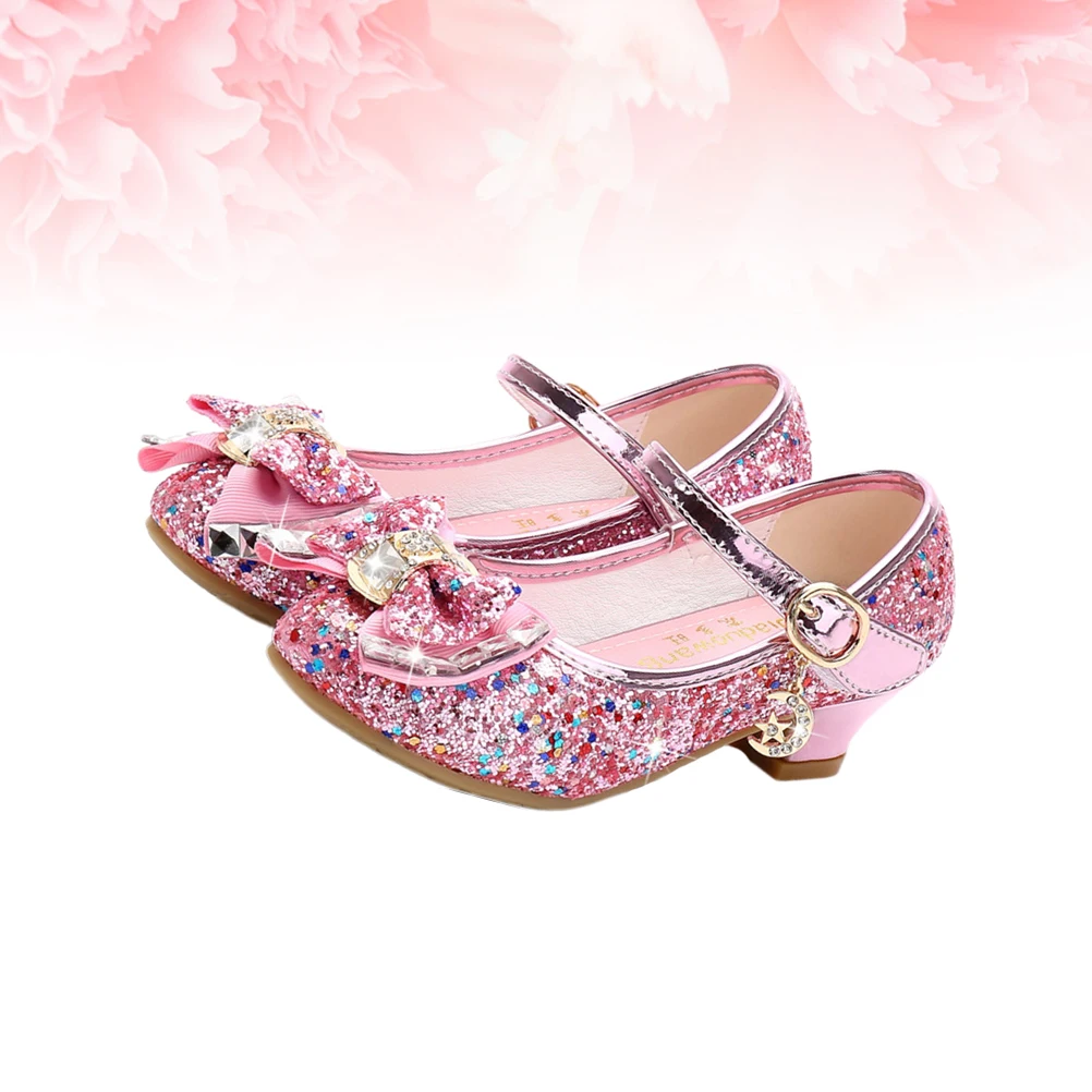 

Kids Girls High Heels Sequins Shoes Comfortable Durable Sparkle Princess Toddler Dance Shoe Non Slip Sole Stylish Spring