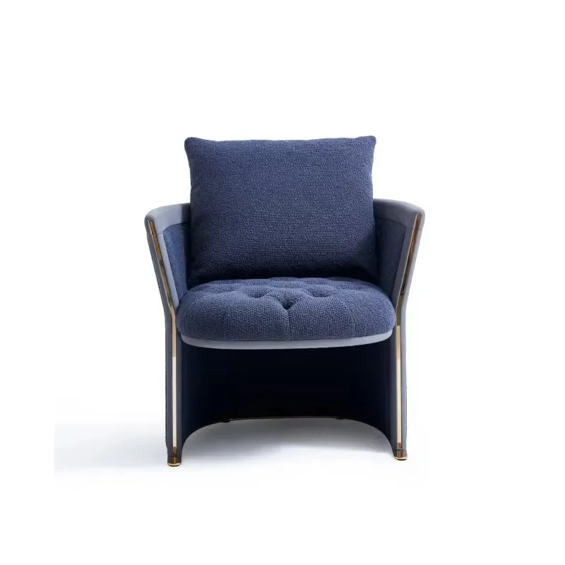 Custom Modern Blue Fabric High-End Lounge Chair for Luxury Accent Home Dining Chair with Unique Design