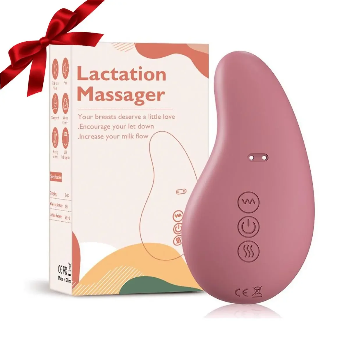 Electric Heated Breast Massager, Soft Breast Massage Tool with Vibration Function, Breast Massage Tool
