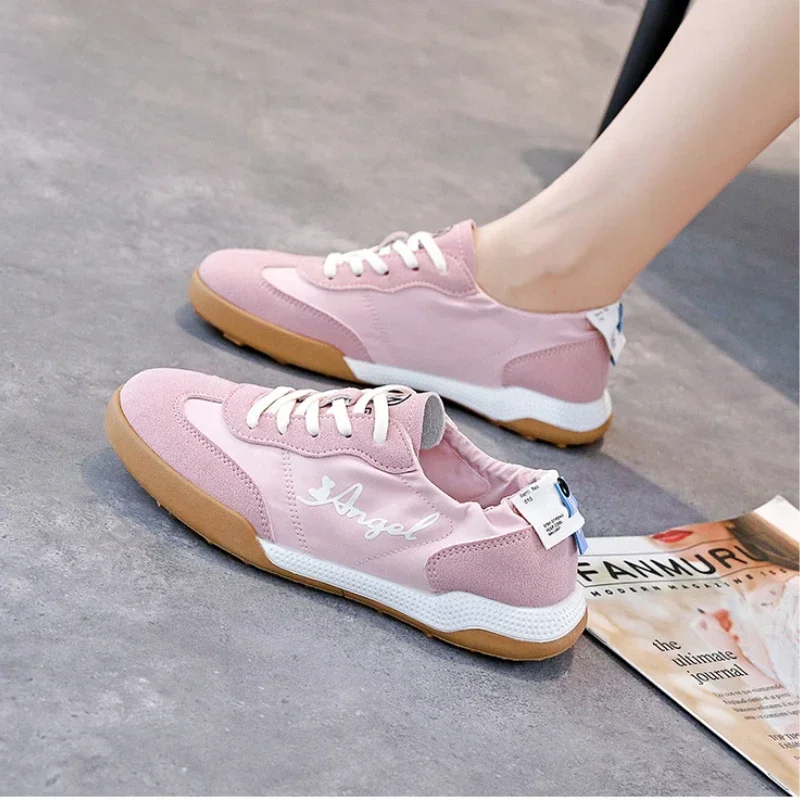 Women Candy Color Jogging Sneakers Low-top Suede Walking Canvas Trainers Youth Girls Students Soft Lightweight Casual Shoes