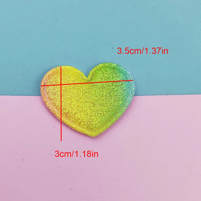 Glänzende Glitzer-Herz-Applikation, Kinder-Stirnband-Accessoires, Schuhe, Hut-Dekorationsaufnäher, 50 Stück – Detail 1