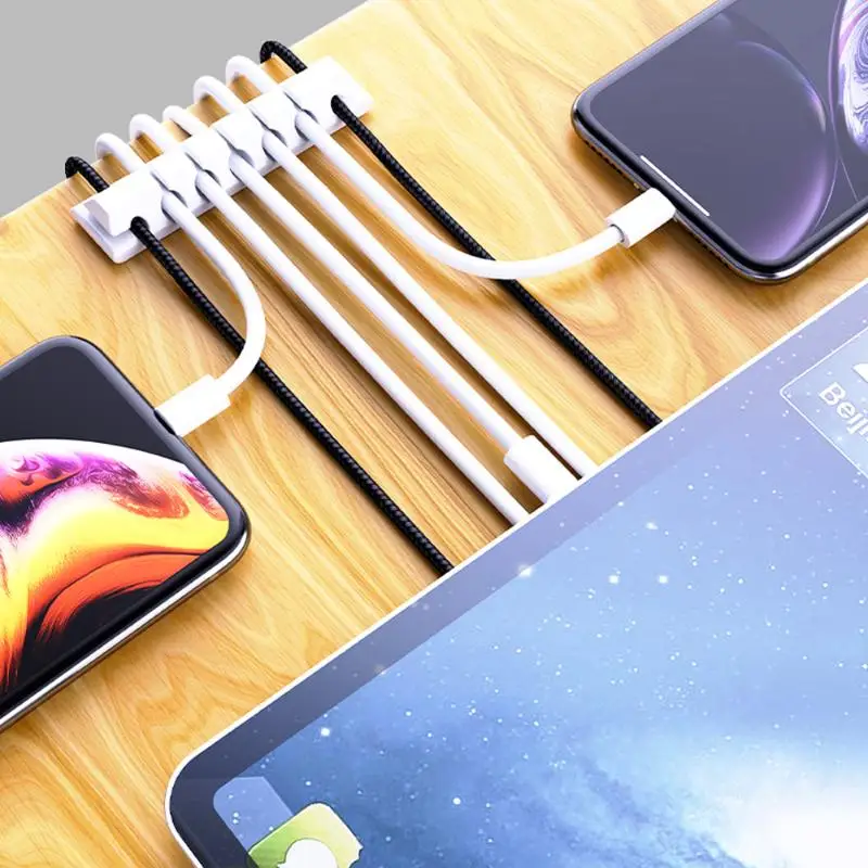 5 Stück USB-Datenkabel-Wickelvorrichtung, Silikon, poröse Aufbewahrung, Desktop-Kabelorganizer für Maus, Kopfhörer, Auto-Kabelhalter – Detail 3