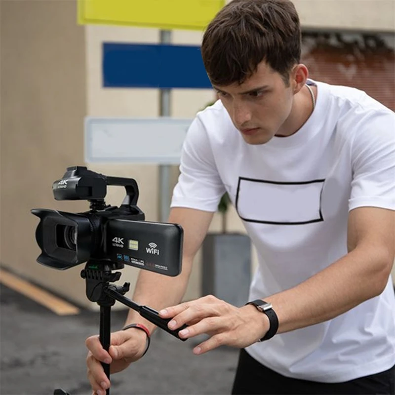 4K ビデオレコーダーカメラ 64MP ビデオカメラ Forstream 回転 4.0 インチタッチスクリーンプロフェッショナルデジタルカメラ