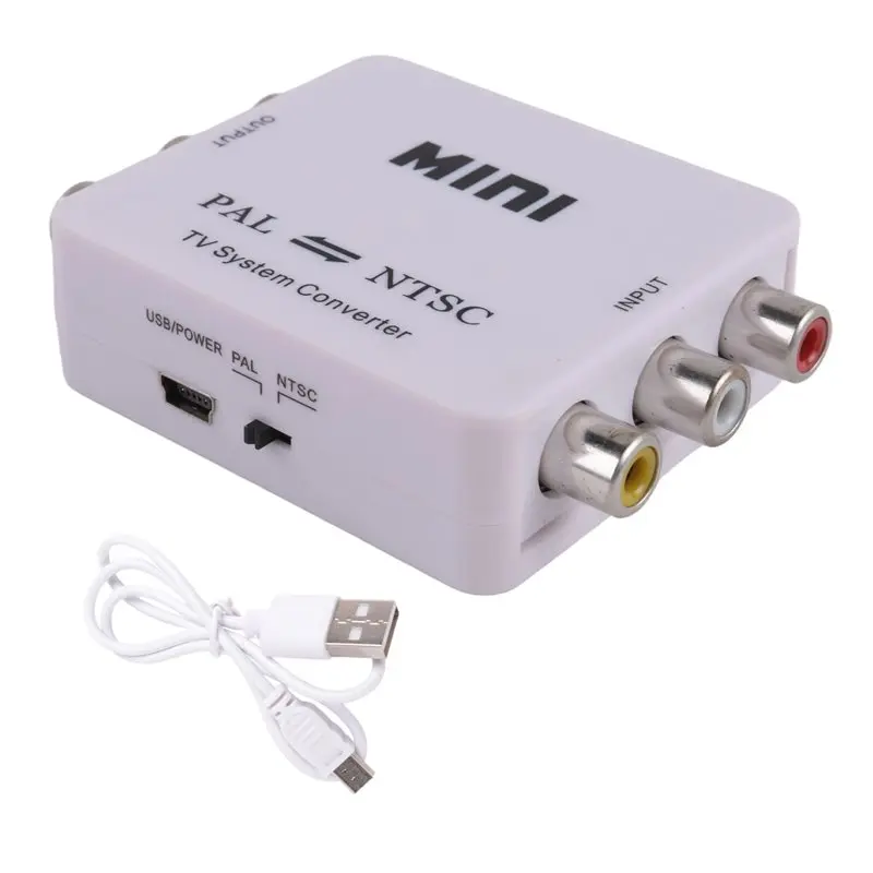 1 PCS Mini PAL NTSC Bi-Direction TV System Converter Switcher White ABS PAL To NTSC NTSC To PAL Dual-Way TV Composite Connection
