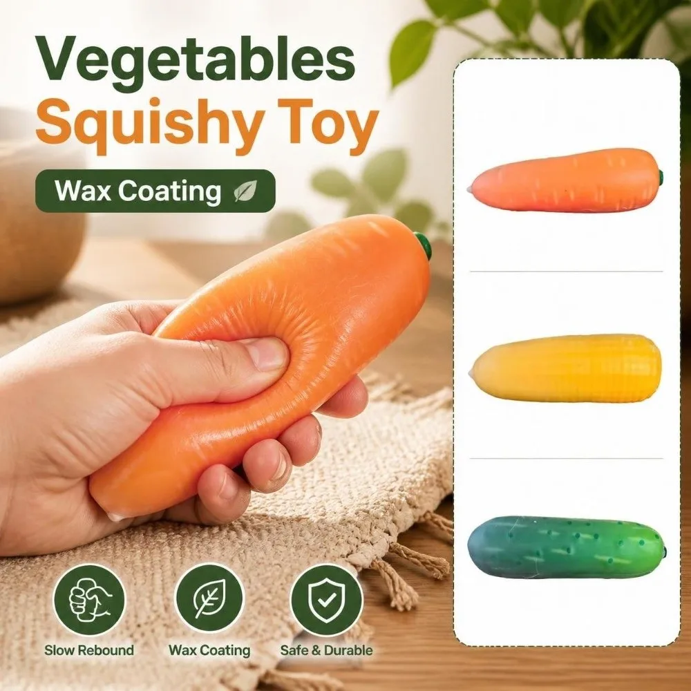 Wax Coating Carrot Squeeze Toys Sound Crispy Kneading Corn Fidget Toy Hand Relax Comfortable Realistic Cucumber Pinch