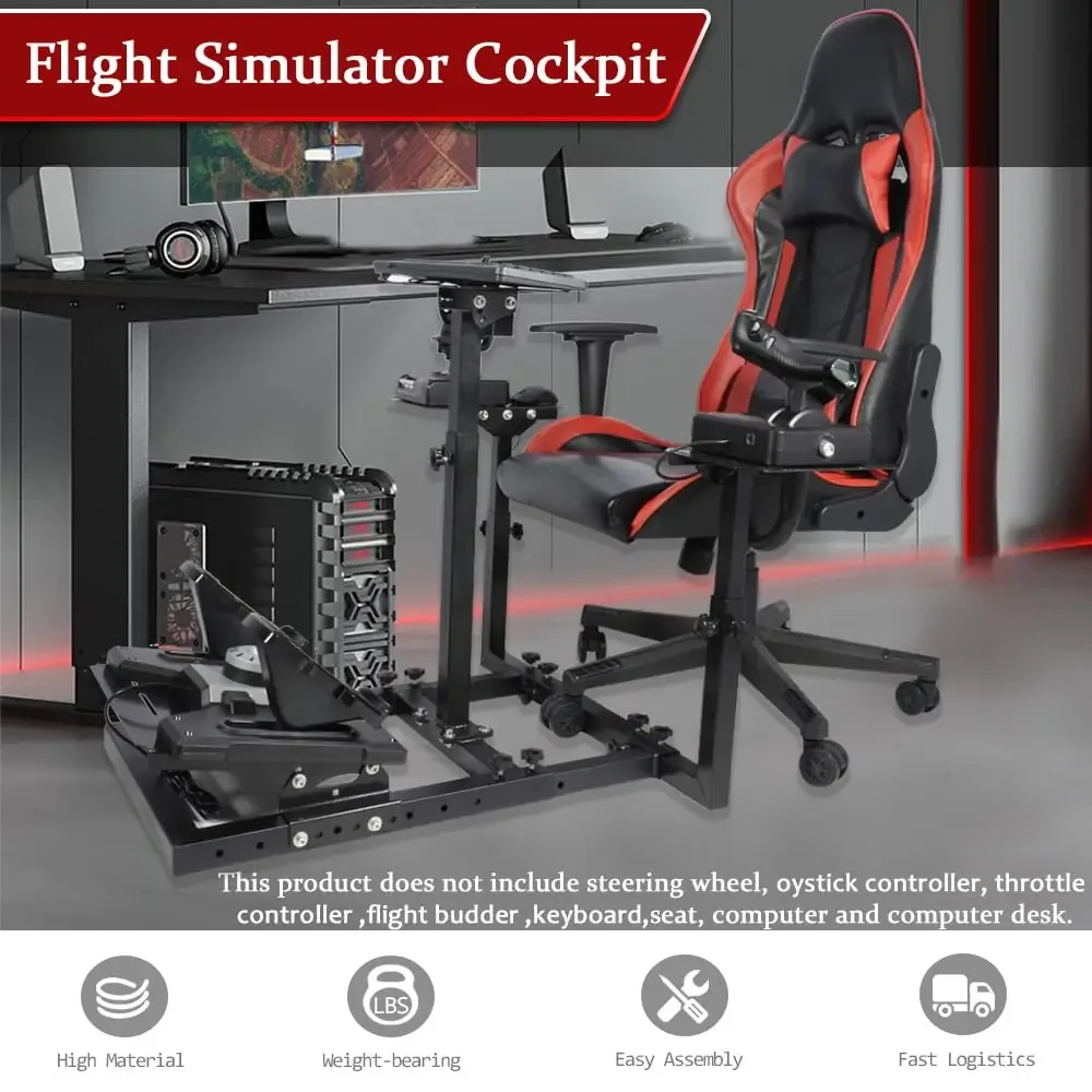 Flight Sim Stand with 3 Multiple Shift Lever Panels Fit for Logitech G27 G29 X52 X56, for Thrustmaster, Flight Simulator