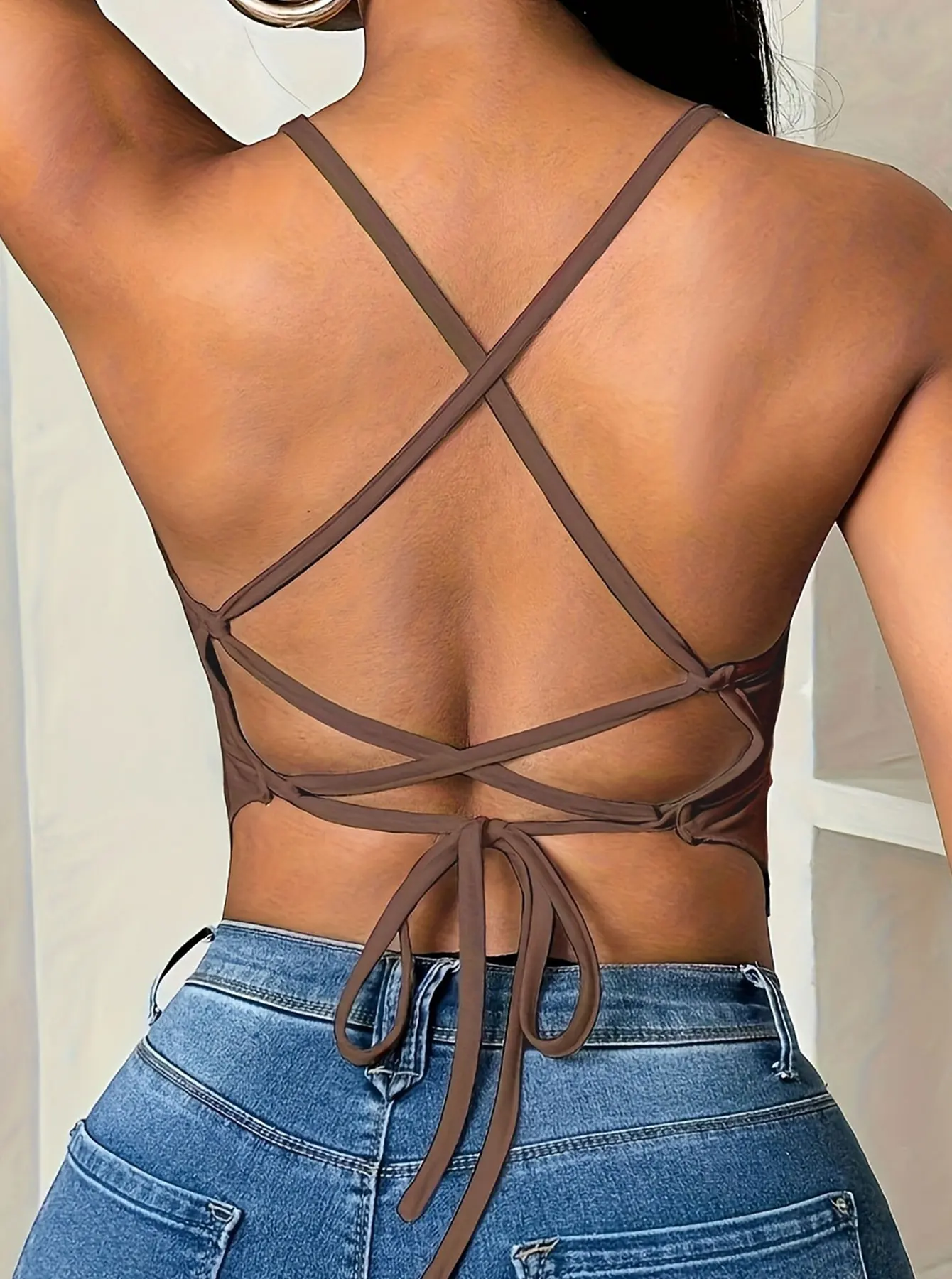 سترة نسائية منسوجة كبيرة الحجم باللون البني الداكن سترة نسائية منسوجة كبيرة الحجم سترة فضفاضة غير رسمية مناسبة لملابس الصيف بني داكن