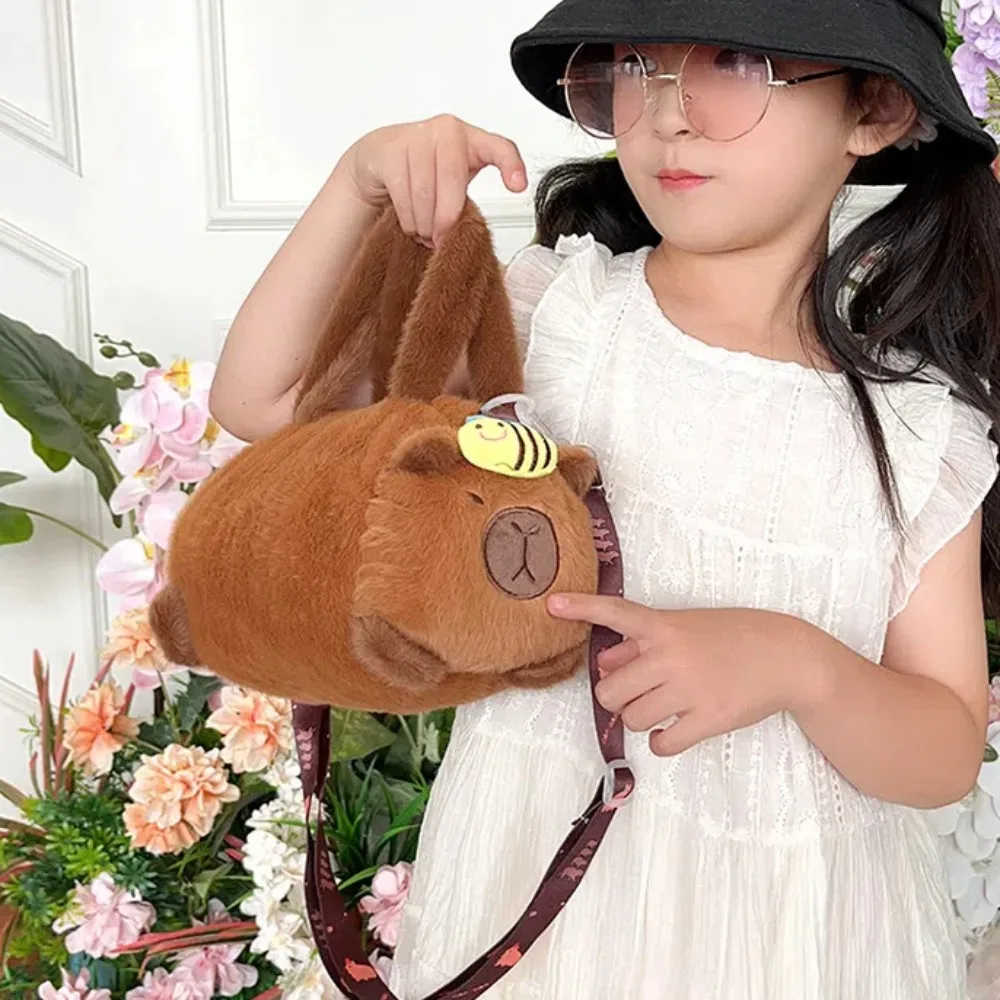 

Phone Bag PP Cotton Capybara Bucket Bag Soft Korean Style Cartoon Animal Handbag Flower Bee Panda Crossbody Bag Outdoor