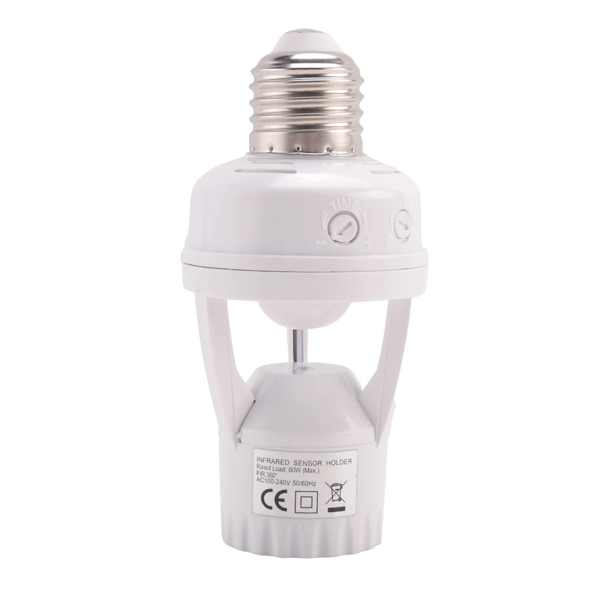 ABZV-E27 LED 220V Screw Light Bulb Holder LED PIR Infrared Motion Sensor Lamp with Switch Socket Identify E27 Motion Sensor