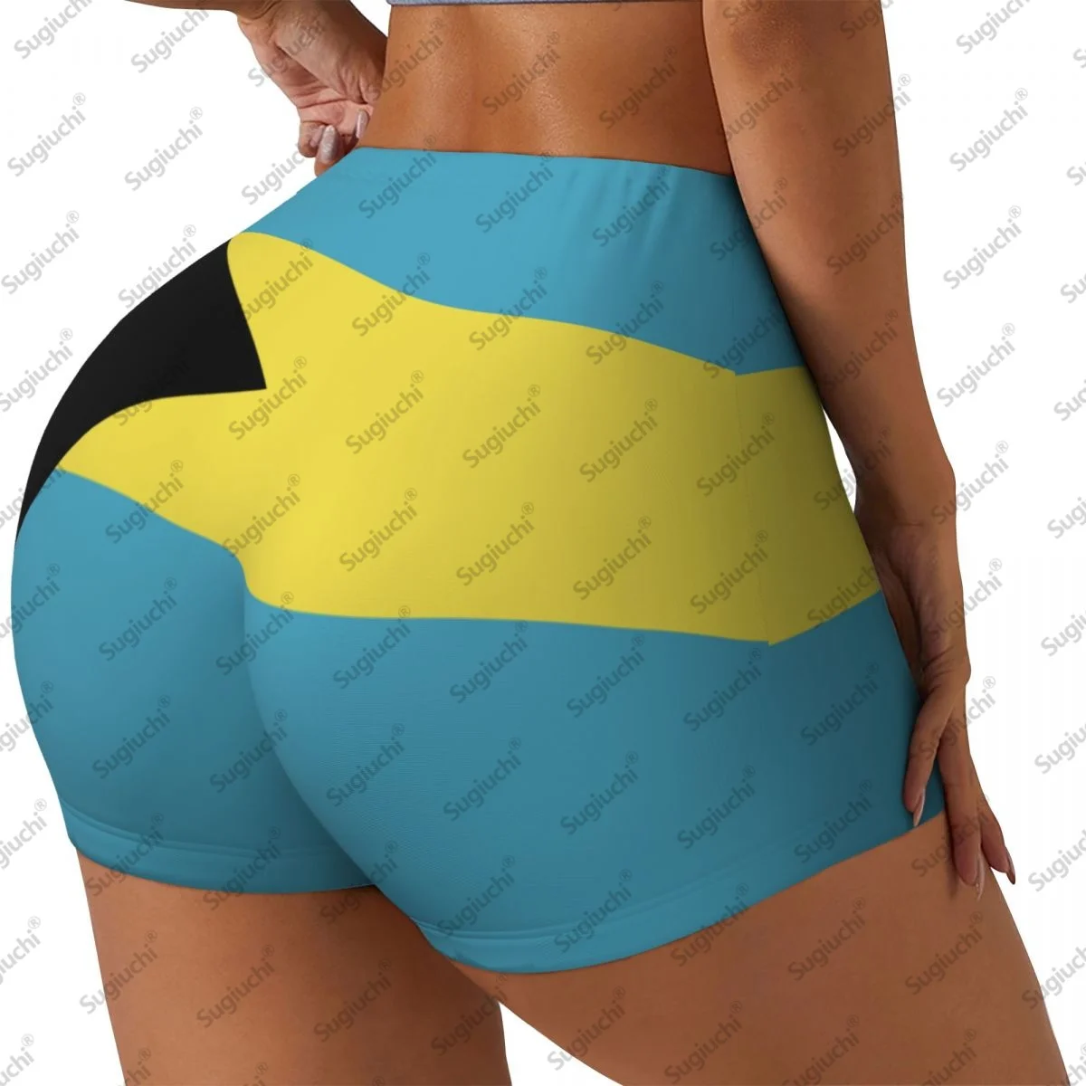 

2026 шорты для йоги с флагом Багам для женщин, шорты для тренировок, подтяжки ягодиц, с высокой талией, шорты для бега в тренажерном зале