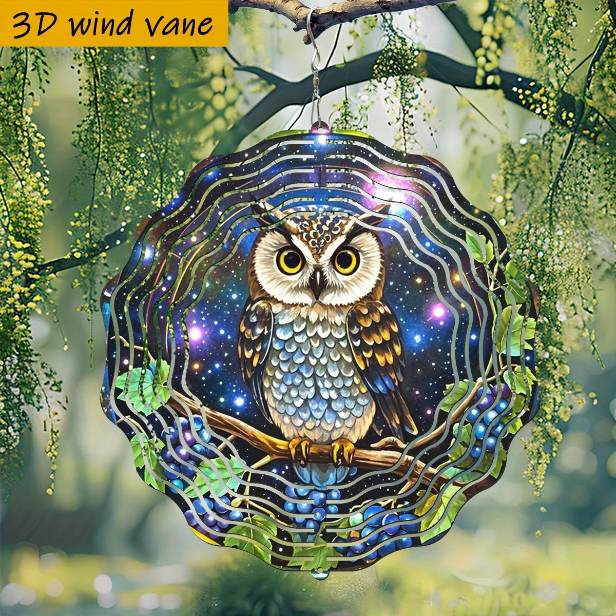 CIFbuy 3D Metal Wind Spinner 360 Rotating Garden Decor, Shiny Kaleidoscope Kinetic Wind Art for Outdoor Patio Yard Ornament