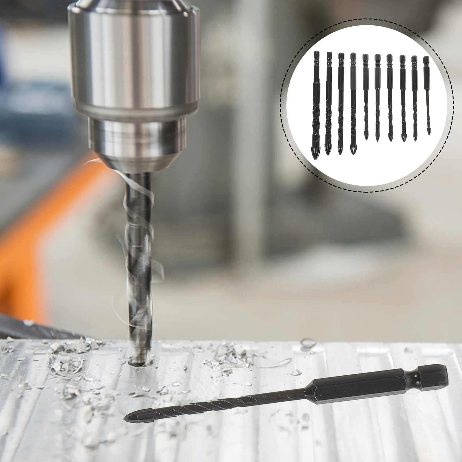 10Pcs Porcelain Tile Drill Bits Heavy Duty Masonry Bits for Brick Concrete Ceramic High Speed Efficient Chip Removal Accurate