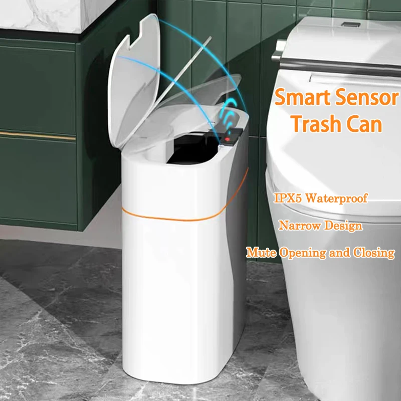 

16L Home Smart Sensor Trash Can Kitchen Bedroom Bathroom Automatic Opening Dustbin Bucket Waterproof Touch Free Garbage Bin