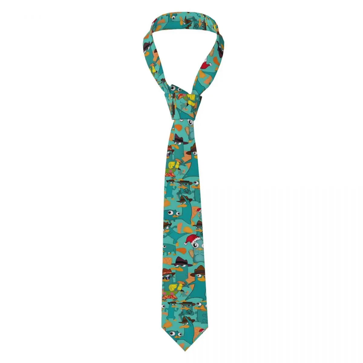Corbatas personalizadas con patrón de Phineas y Ferb, corbatas de seda Perry The Platypus a la moda para hombre para oficina