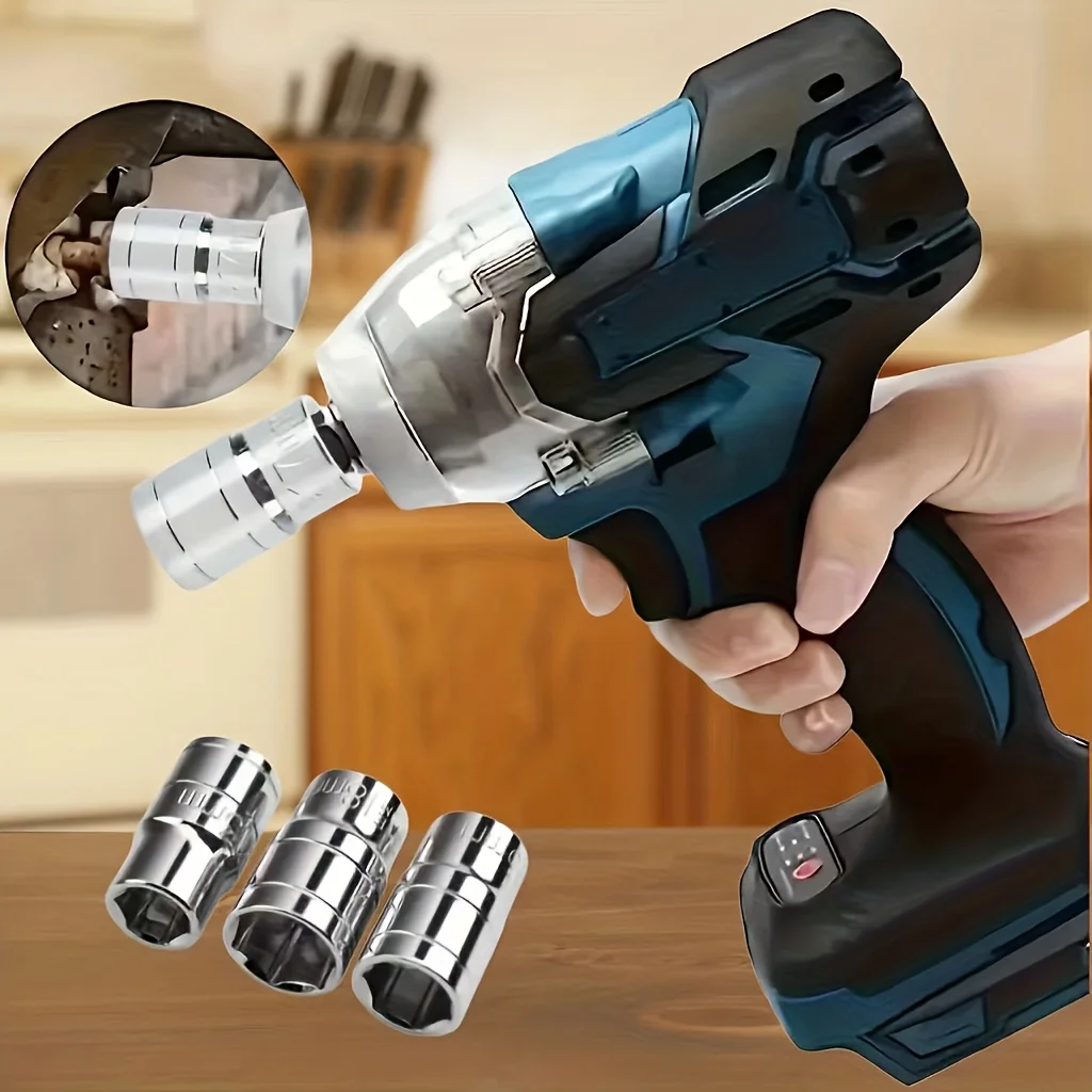 1 Set of Impact Wrench Socket Sets 8-10-12-13-14mm, with Electric Drill Adapter, Made of Chrome Vanadium Steel, Sae/Metric Specifications, Suitable for Daily Use/Car Maintenance and Tire Replacement, Suitable for Both