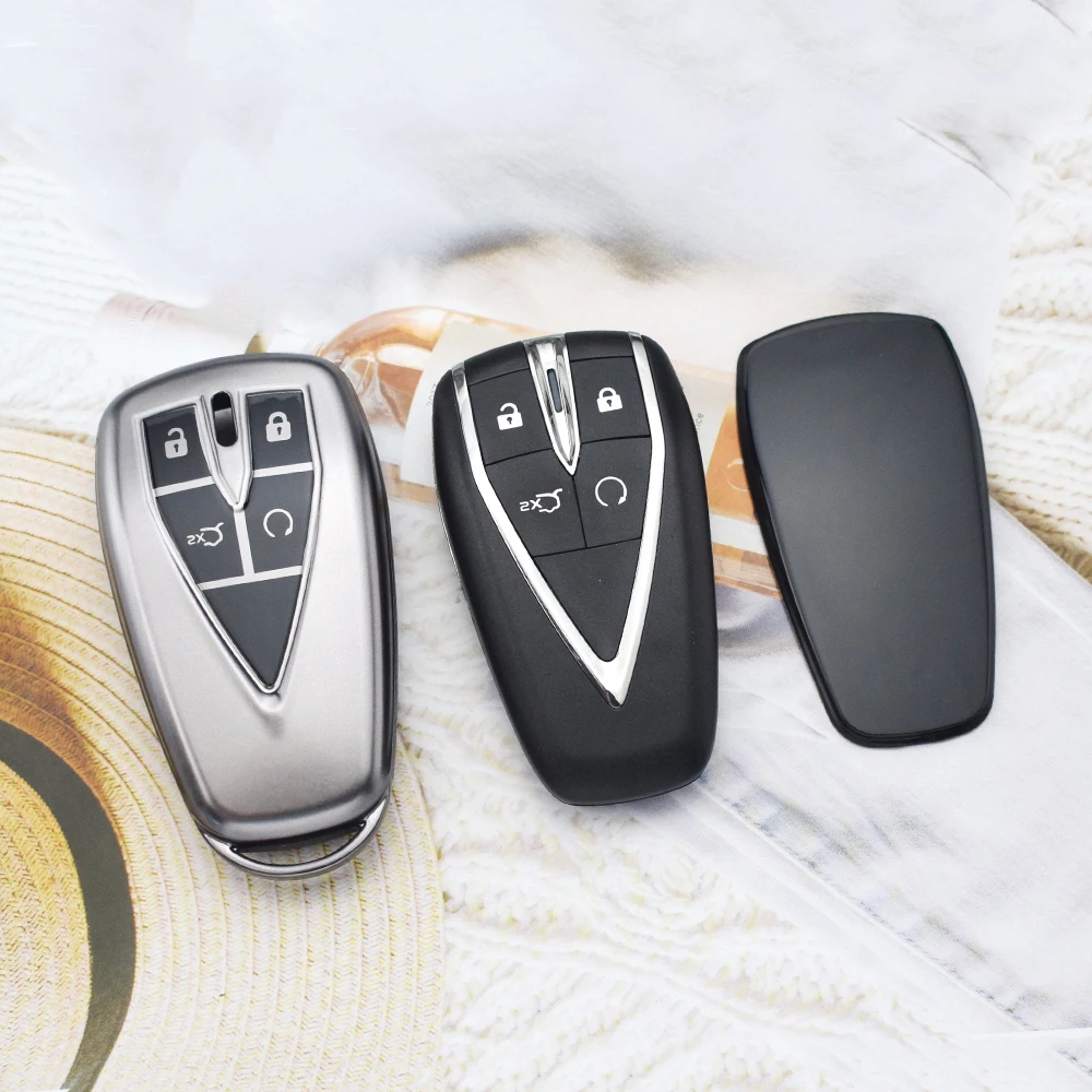 4 Buttons Gunmetal Soft TPU Car Key Case Cover for Changan Unit CS75 X7 Cs55 Cs75plus Car Key Holder Keychain Key Rings Parts